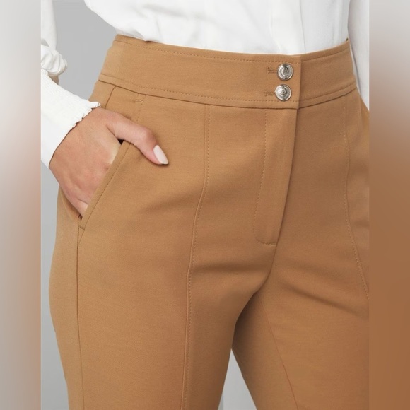 WHBM High-Rise Straight Leg Woven Pants in Camel Tan size 12 - Picture 3 of 9